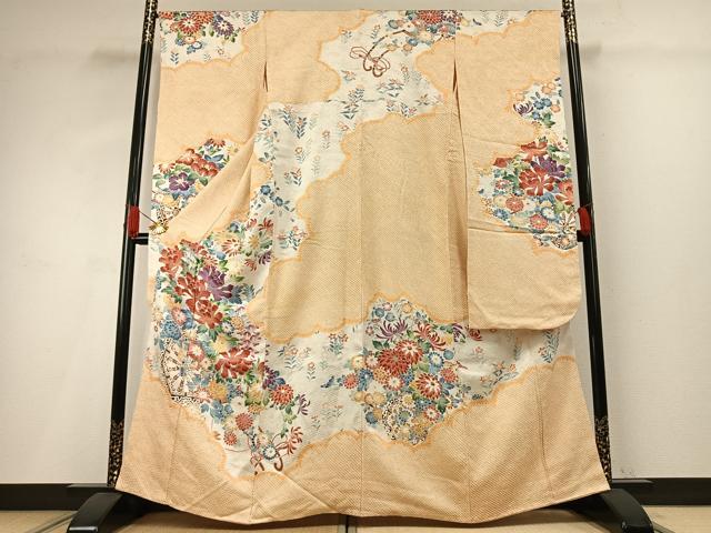 平和屋着物●豪華振袖 絞り 草花文 正絹 逸品 AABH0754fy|平和屋