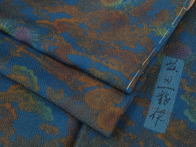 平和屋着物●上質な小紋 作家物 型染め 浜松風景文 鬼しぼ縮緬 正絹 逸品 未使用 CABE2513yc|平和屋