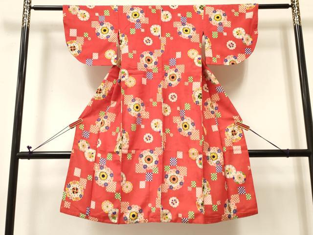 平和屋着物[]アンティーク　大正ロマン　七五三　女の子　７歳　祝着　四つ身　草花文　逸品　DABC5234ma｜平和屋