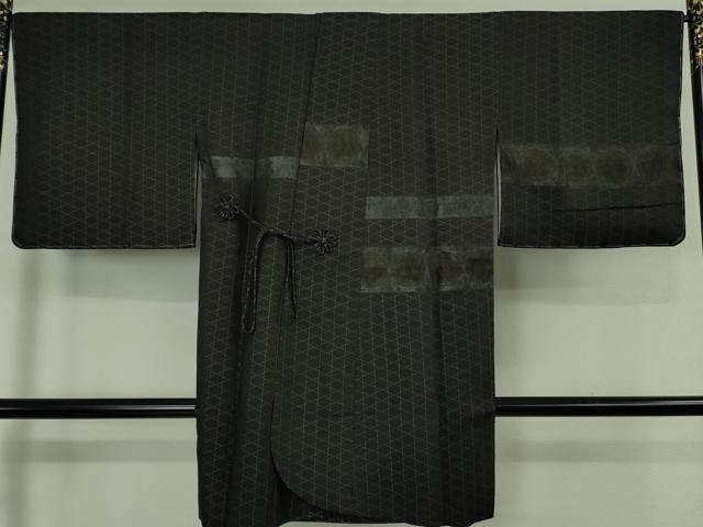 平和屋着物&infin;極上　道中着　袷　ロング丈　紋紗　双獣丸文　黒地　逸品　未使用　DZAB5459kh6｜平和屋 33,800円
