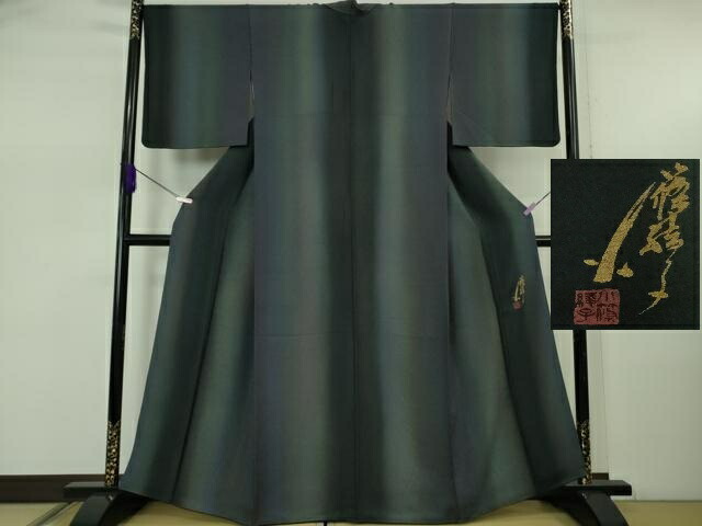 長閑やかさ屋御召しもの●飛び切り ファッションデザイナー コシノアヤコ  小紋 御召しもの地 被子植物地紋 抜け道 暈し染め 珠玉 DZAB5477kh6