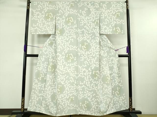 平和屋着物●極上　小紋　舞花弁　灰青色地　暈し染め　逸品　DZAB5665kh6｜平和屋