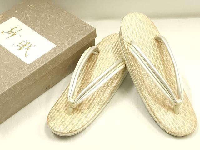長閑やかさ屋御召しもの＊夏物 和装小物 紗織 草履 網代 珠玉 未当て嵌める AABG8995ay