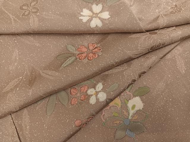平和屋着物●上質な小紋　地紋起こし　草花文　正絹　逸品　AABH4128ph｜平和屋