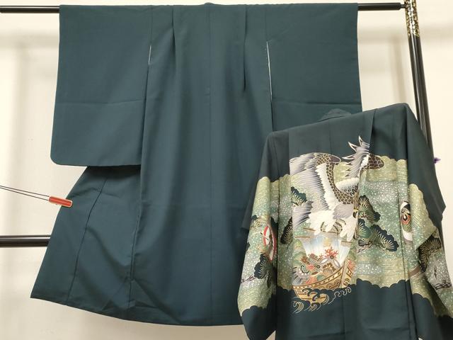 長閑やかさ屋お召しもの[]七五三 お坊っちゃん 祝着・羽織仕掛ける 鷹 鷲 宝船 飛鶴松文 金彩 DABC5319ma