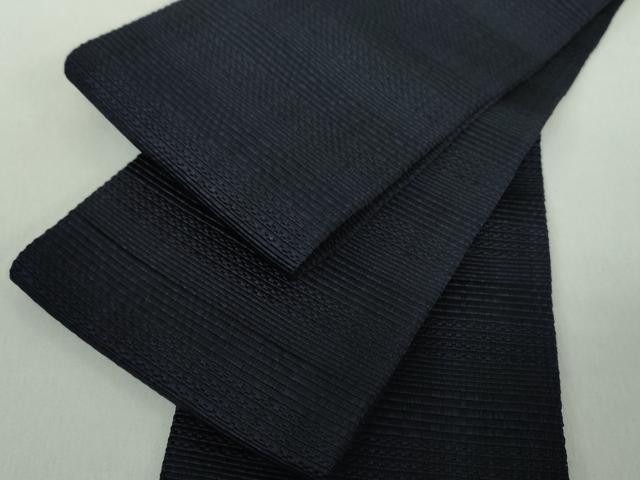 平和屋着物●男性 本場筑前博多織 角帯 横段文 濃紺地 正絹 逸品 DABD1983ps|平和屋