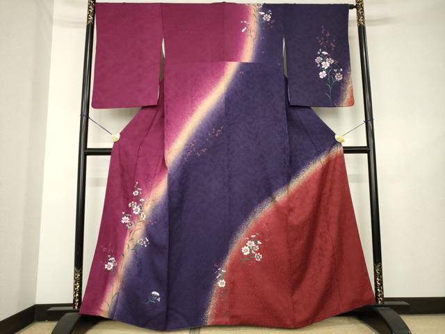 平和屋着物●訪問着　草花文　暈し染め　金彩　正絹　逸品　AABL2090ck｜平和屋