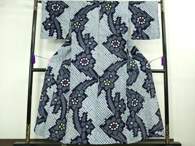 平和屋着物∴極上 夏物 浴衣 有松鳴海絞り 草花文 綿 逸品 DZAA20229kh5|平和屋