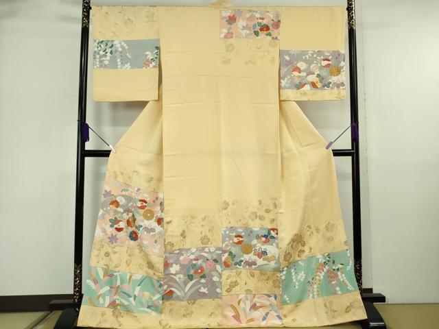 長閑やかさ屋中央局●御前上等 打ち立てる460年・千總 短い訪問着 駒刺しゅう 西洋紙吉祥花文 蜂みつ色地 金彩 伊勢丹取りまわし 珠玉 未当て嵌める DZAB6550kh6