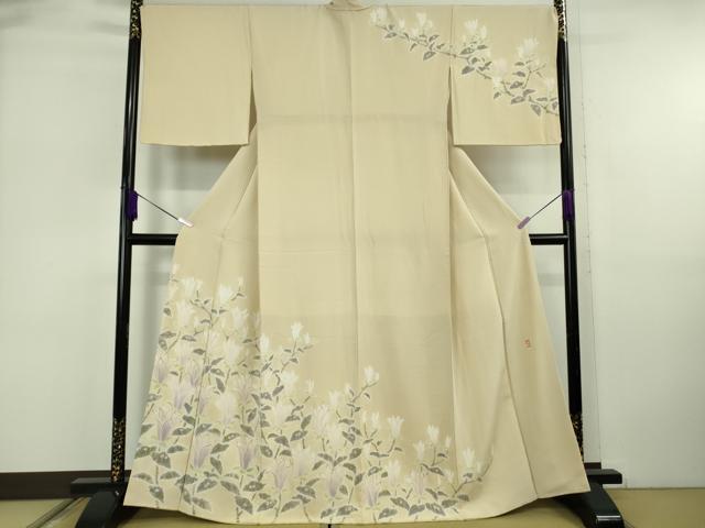 長閑やかさ屋中央局●滅多に無い 日本芸術会正会員 福村廣利 絵絞庵 短い訪問着 木蓮 蒸栗色地 西武百貨店取りまわし 珠玉 DZAB6556kh6