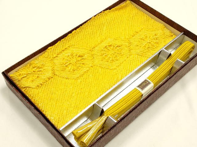 平和屋着物●和装小物 帯締め・帯揚げセット 平組 柄絞り 花亀甲繋ぎ 逸品 未使用 AABH6787ay