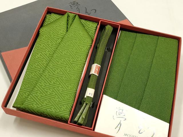 平和屋着物●和装小物　帯締め・帯揚げセット　夢幻　笹浪組　紗綾型地紋　逸品　未使用　AABH6799ay｜平和屋