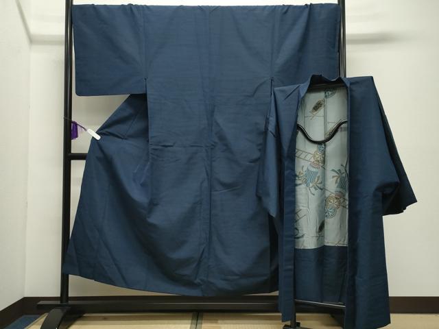 長閑やかさ屋お召しもの●成人男性 紬 合奏団 色無地 褐返色 キングサイズ 正絹 珠玉 CABD9093gh