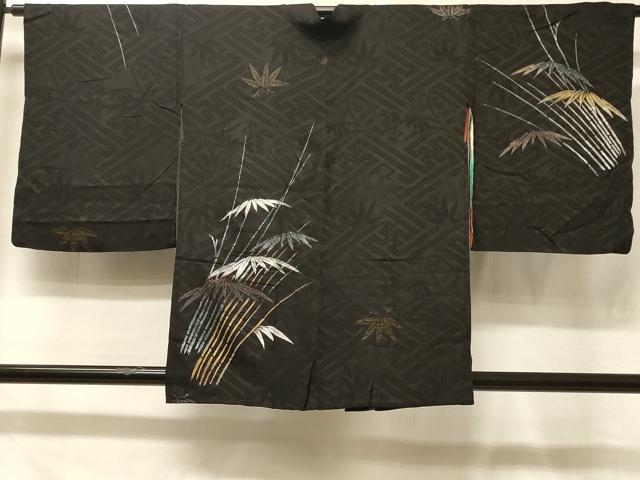 平和屋着物#羽織 笹竹文 黒地 金銀彩 正絹 逸品 CABE5599in|平和屋
