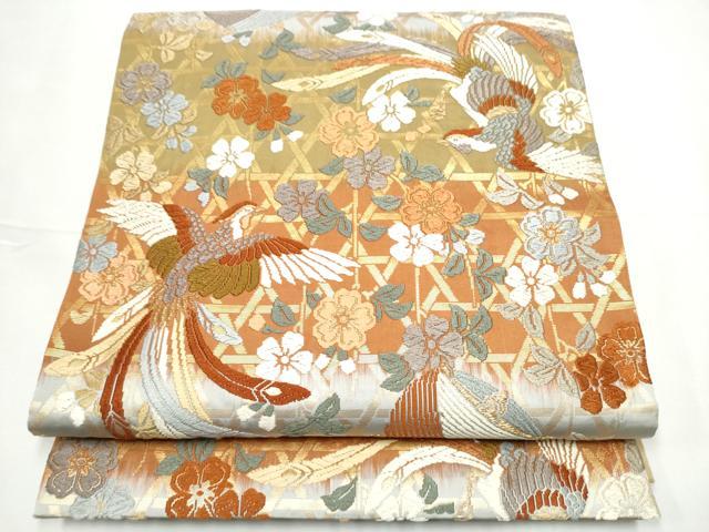長閑やかさ屋御召しもの●六通柄袋帯 唐織 鳳凰糸巻き花文 金糸 正絹 珠玉 CABE8701hy