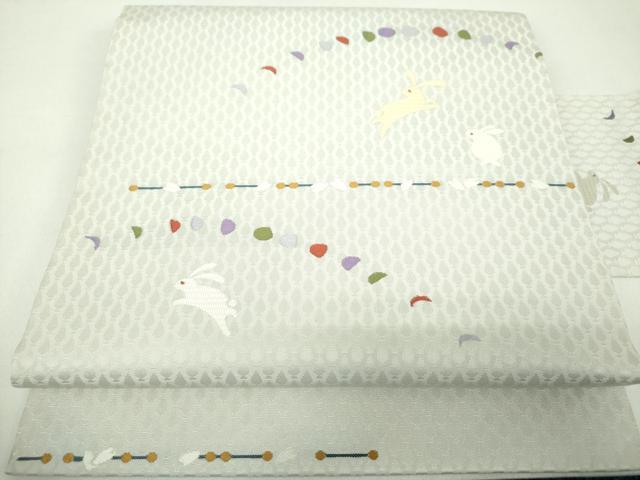 平和屋着物●九寸名古屋帯　跳兎　月の満ち欠け　正絹　逸品　DABD1960ps｜平和屋