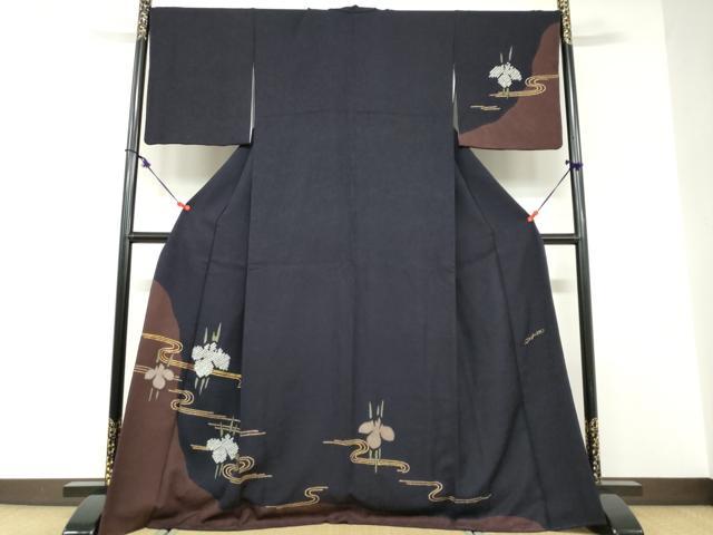 平和屋着物●ファッションデザイナー　HIROKO KOSHINO　コシノヒロコ　訪問着　絞り　流水草花文　金彩　正絹　逸品　DABD9164ud｜平和屋
