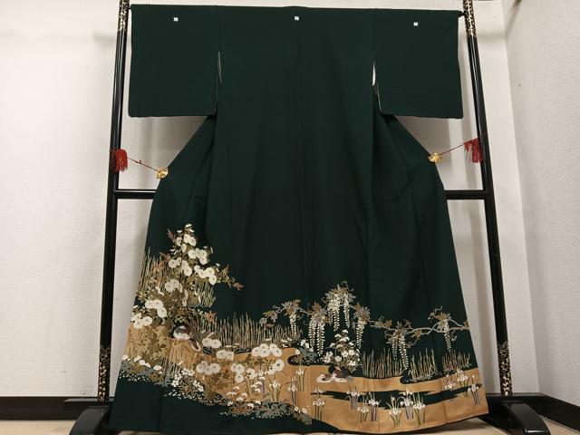 長閑やかさ屋御召しもの●晴れ晴れしい色留袖 鴛鴦被子植物文 金彩 正絹 珠玉 AABH5244ph
