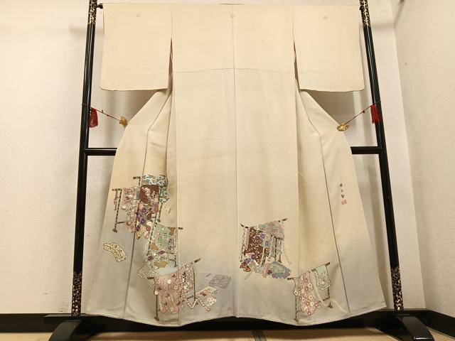 平和屋着物●京の名門 じゅらく謹製 帝王紫 色留袖 刺繍 誰が袖花文 金彩 正絹 逸品 AABH5249ph