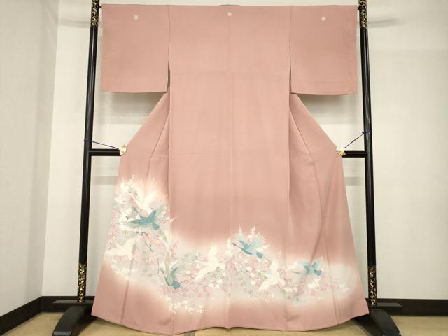 平和屋着物●豪華色留袖　友禅　飛鶴花文　正絹　逸品　AABH5825ck｜平和屋