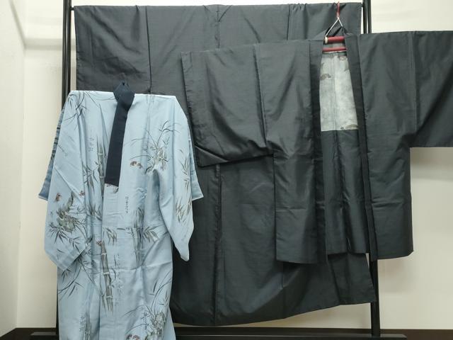 長閑やかさ屋御召しもの●成人男性 発祥地大島紬 合奏団・長襦袢書き割り 80亀甲 総端っこ 正絹 珠玉 CABD9087gh