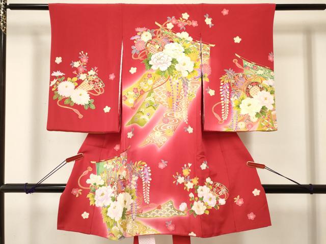 平和屋着物[]お宮参り　女の子　祝着　産着　初着　のしめ　刺繍　几帳鼓牡丹花文　暈し染め　金彩　逸品　DABC5332ma｜平和屋
