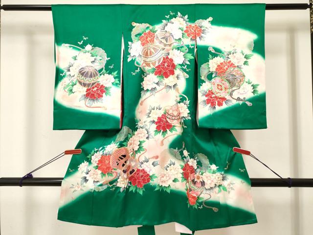 長閑やかさ屋お召しもの[]お宮参り 御姉さん 祝着 産着 初着 のしめ 鼓鞠花文 暈し染め 現ナマ彩 珠玉 DABC5335ma
