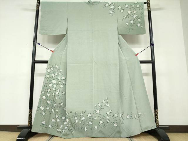 平和屋着物●訪問着 友禅 枝花文 たたき染め 正絹 逸品 DABD9109ud|平和屋