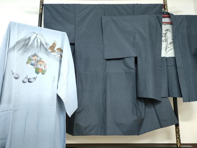 長閑やかさ屋御召しもの●成人男性 発祥地大島紬 合奏団 長襦袢（袷）書き割り 100亀甲 総端っこ 正絹 珠玉 DABD9154ud