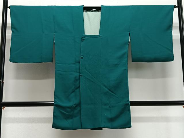 平和屋着物&infin;道行コート　蔦の葉地紋　鉄色　ロング丈　正絹　逸品　CABE4862ua｜平和屋