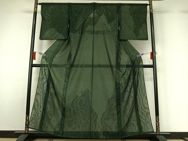 長閑やかさ屋御召しもの▽短い訪問着 無双 紗袷 紗×紗 見晴らし松文 金彩 正絹 珠玉 AABH5565jh