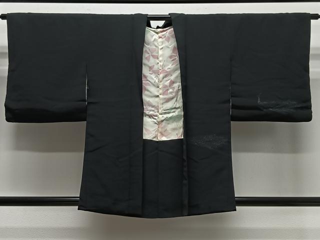 平和屋着物∞羽織 寿光織 孔雀文 黒地 正絹 逸品 CABE4845ua|平和屋