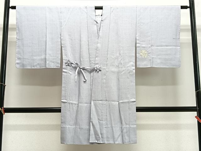 平和屋着物&infin;道中着　紬地　単衣　白鼠色　ロング丈　正絹　逸品　未使用　CABE4856ua｜平和屋
