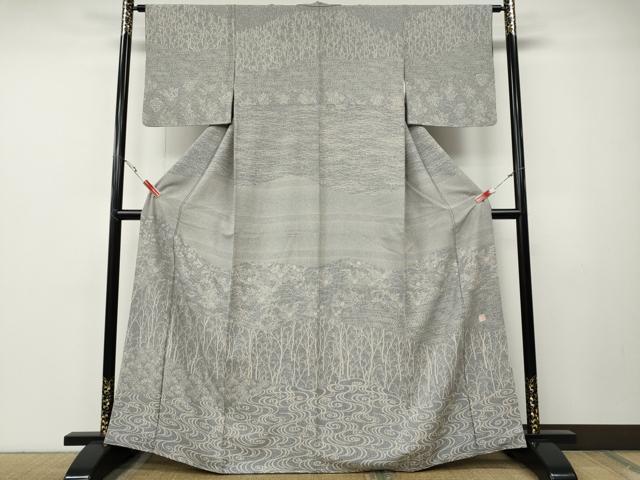 平和屋着物●伝統工芸士　水谷滉　訪問着　流水草花　正絹　逸品　CABE7077ut｜平和屋