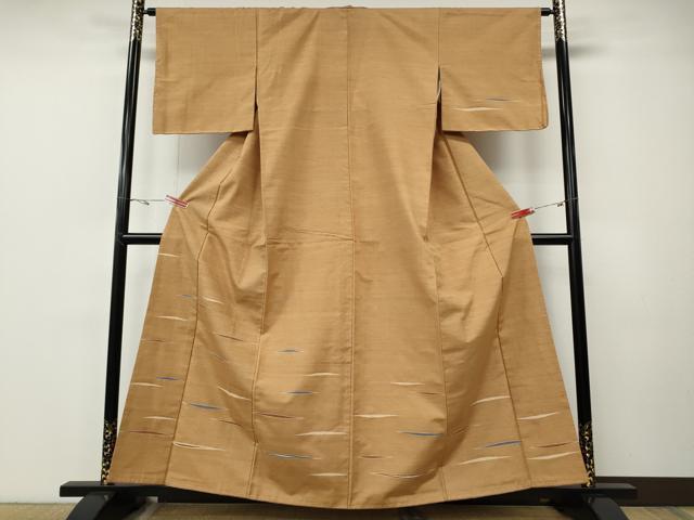 長閑やかさ屋御召しもの●短い訪問着 紬地 霞文 正絹 珠玉 CABE7079ut