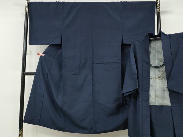 長閑やかさ屋お召しもの●成人男性 紬 合奏団 鉄紺色 正絹 珠玉 CABE7101ut