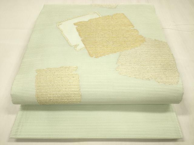 長閑やかさ屋御召しもの＊夏物 絽綴れ 膜鳴楽器柄袋帯 抽象化文様 金糸 正絹 珠玉 DABD6686糎
