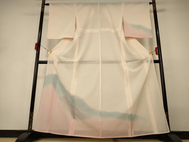 長閑やかさ屋御召しもの＊夏物 短い訪問着 絽 見晴らし文 暈し染め 正絹 珠玉 AABH3881jd