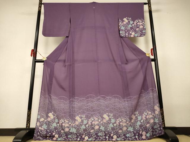 平和屋着物＊夏物 訪問着 草花文 洗える着物 AABH3885jd｜平和屋