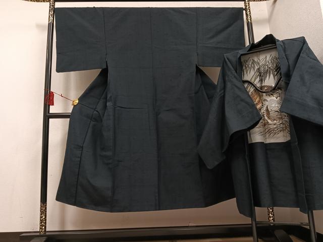 長閑やかさ屋お召しもの●成人男性 紬 合奏団 色無地 百入赤銅色 正絹 珠玉 AABH4172ph