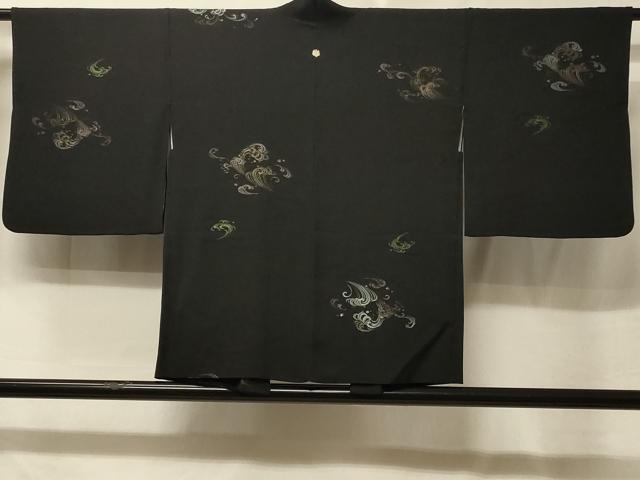 平和屋着物＃羽織　寿光織　立波文　黒地　銀糸　正絹　逸品　CABE5512in｜平和屋 18,460円