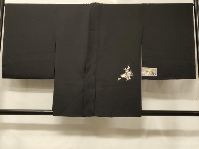 長閑やかさ屋御召しもの＃羽織 仮絵羽 割れ易い文 黒地 正絹 珠玉 未当て嵌める CABE5534インチ