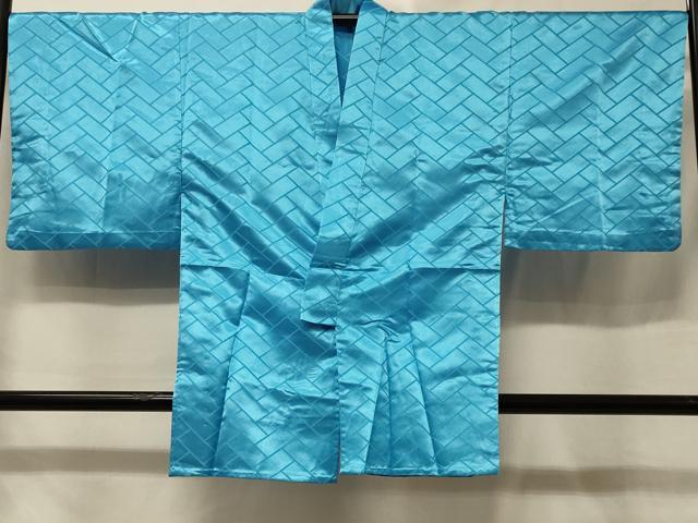 平和屋着物#男性 長羽織 単衣 檜垣文 薄藍色 正絹 逸品 CABE5545in|平和屋