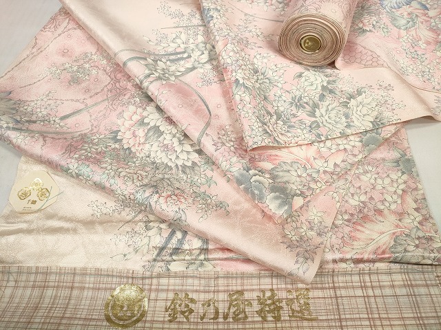 長閑やかさ屋御召しもの●築き上げる460年・千總 小紋 布切れ 着尺 花尽くし 銀彩 鈴乃屋取りまわし 証紙付き添い人 珠玉 未当てはめる DABD7166zzz