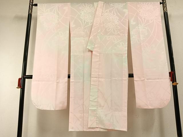 長閑やかさ屋御召しもの●振袖用長襦袢 無双仕立てもの 被子植物地紋 暈し染め 洗える御召しもの AABH0741fy
