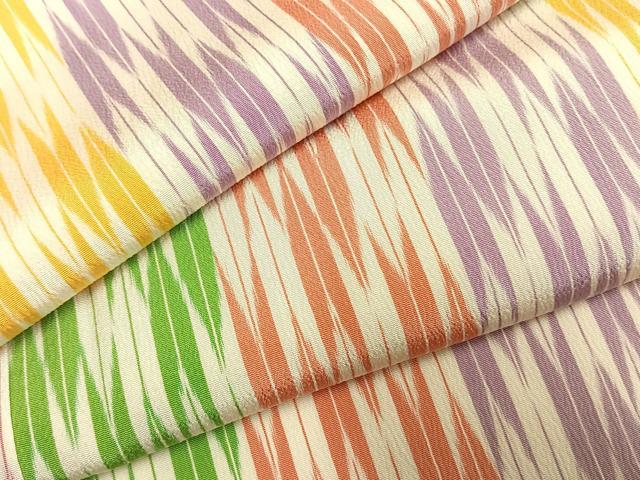 平和屋着物●お召 矢羽根間道 正絹 逸品 未使用 AABH0887fy|平和屋