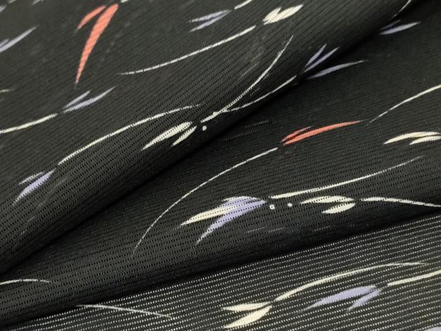 長閑やかさ屋御召しもの＊夏物 小紋 絽 舞葉文 洗える御召しもの AABH3260jd