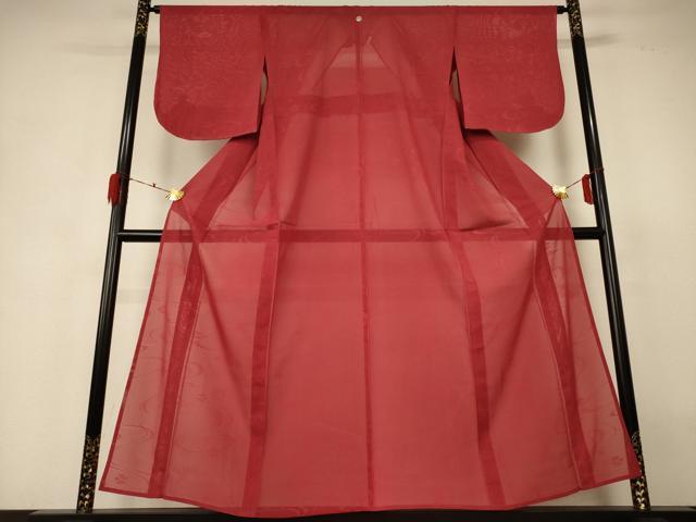 長閑やかさ屋御召しもの＊夏物 色無地 絽 水流花文紗 紅セピア色色 正絹 珠玉 AABH3273jd