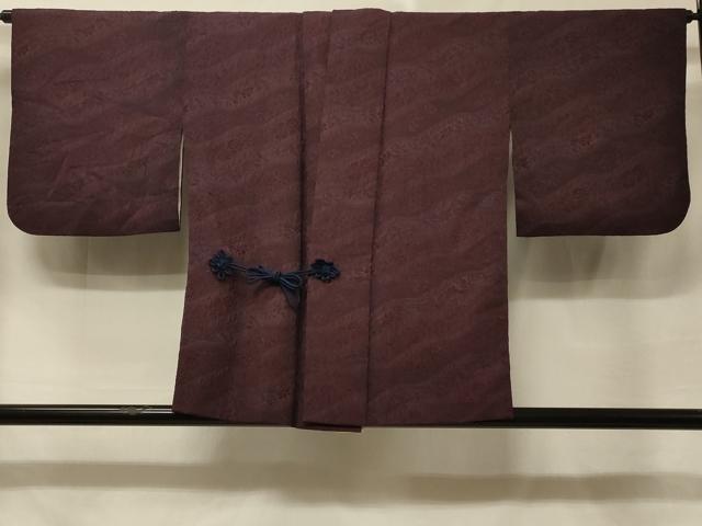 平和屋着物＃道中着　花唐草地紋　紫鳶色　正絹　逸品　CABE5470in｜平和屋