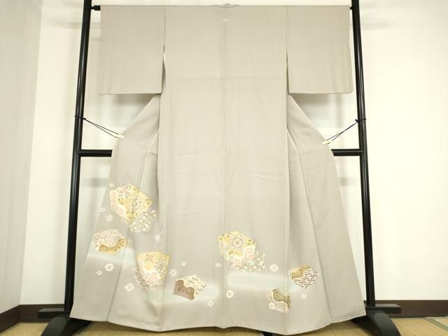 長閑やかさ屋御召しもの●晴れ晴れしい色留袖 駒刺しゅう 正倉院花文 暈し染め 金彩 正絹 珠玉 DABC3790az
